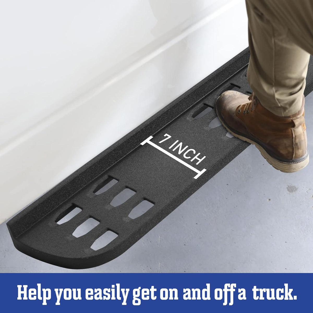 7 Inches Textured Black Powder Running Boards for Ford F150 Supercrew Cab Pickup C73685