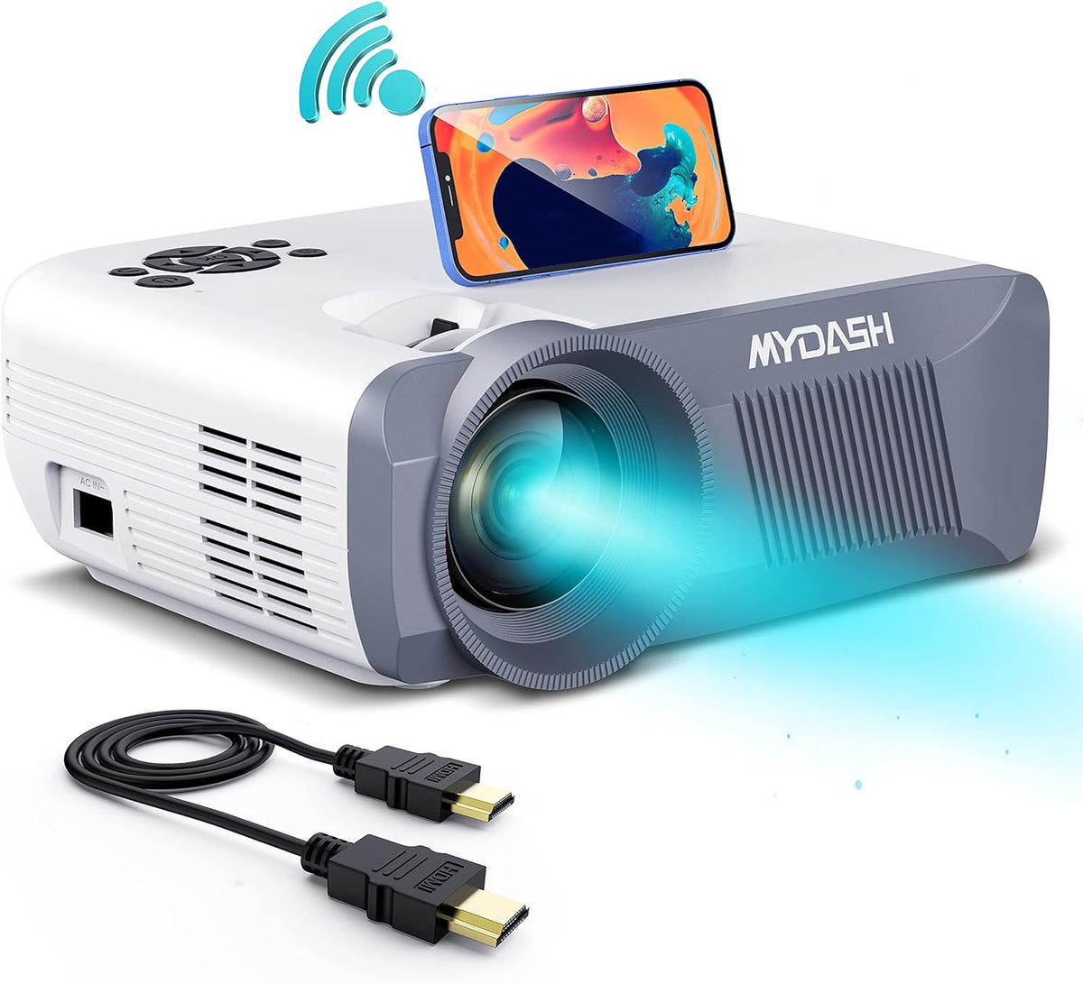 Portable WiFi Mini Movie Projector, 1080P Full HD, 2 HDMI, VGA, TF, SD, AV, Pack of 2 G907