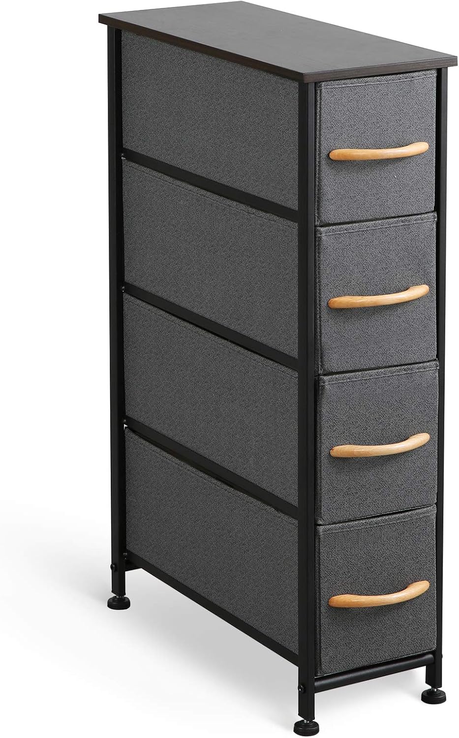 Charcoal Gray/Black 4 Drawer Vertical Fabric Dresser C1038