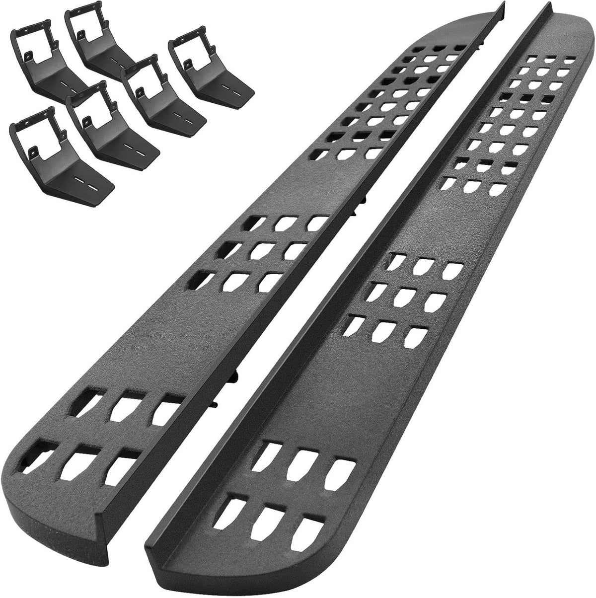 7 Inches Textured Black Powder Running Boards for Ford F150 Supercrew Cab Pickup C73685