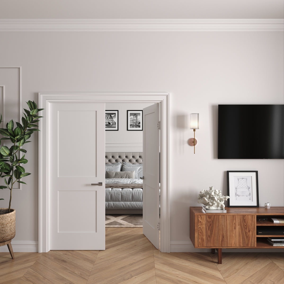 48 in. x 80 in. Solid Core Primed Double Prehung French Door L60138