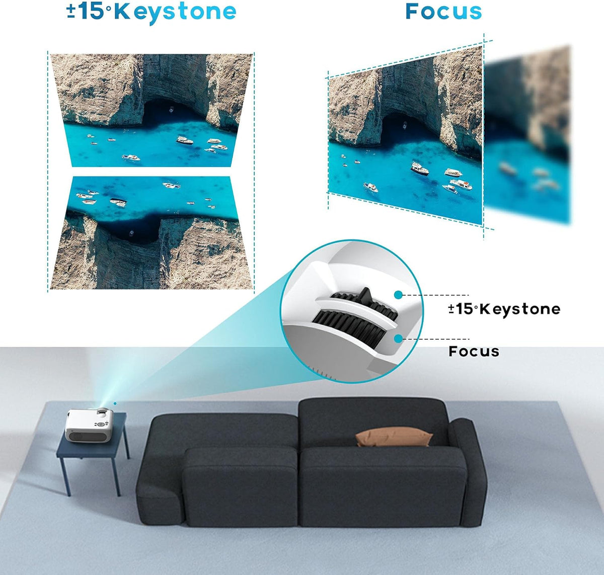 Portable WiFi Mini Movie Projector, 1080P Full HD, 2 HDMI, VGA, TF, SD, AV, Pack of 2 G907