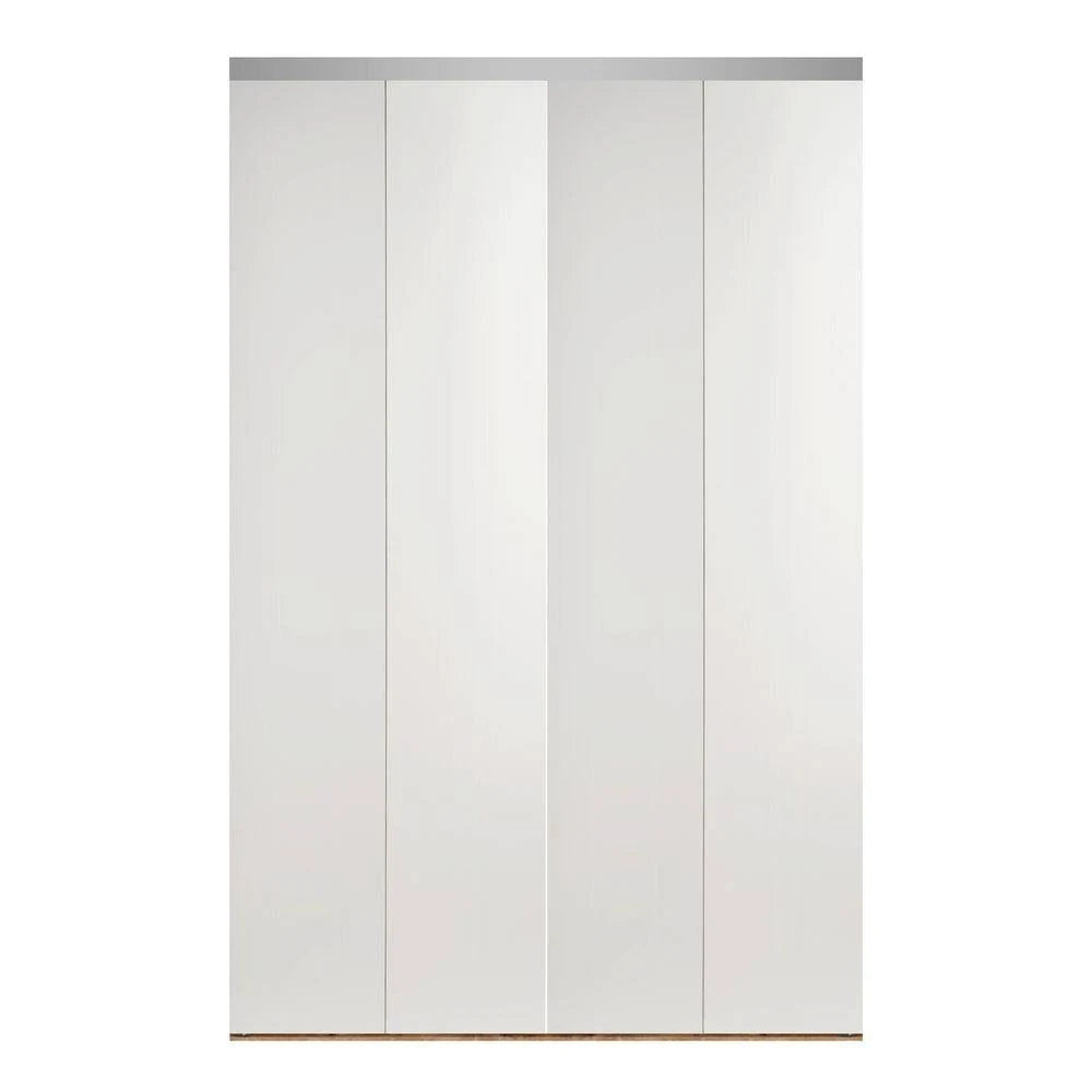 78 in. x 84 in. Smooth Flush Primed Interior Solid Core MDF Bi-Fold Door with Chrome Trim V7659